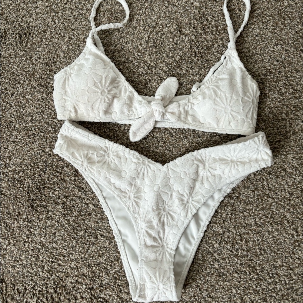 White Floral Bikini Set